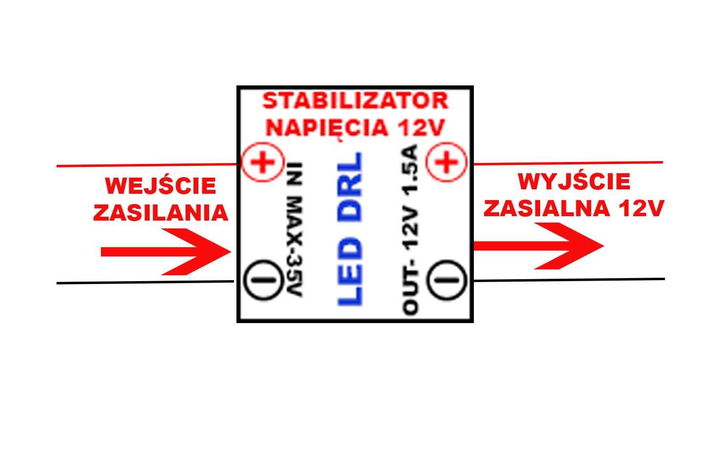 STABILIZATOR REGULATOR Napięcia 12V do LED DRL i kamery cofania