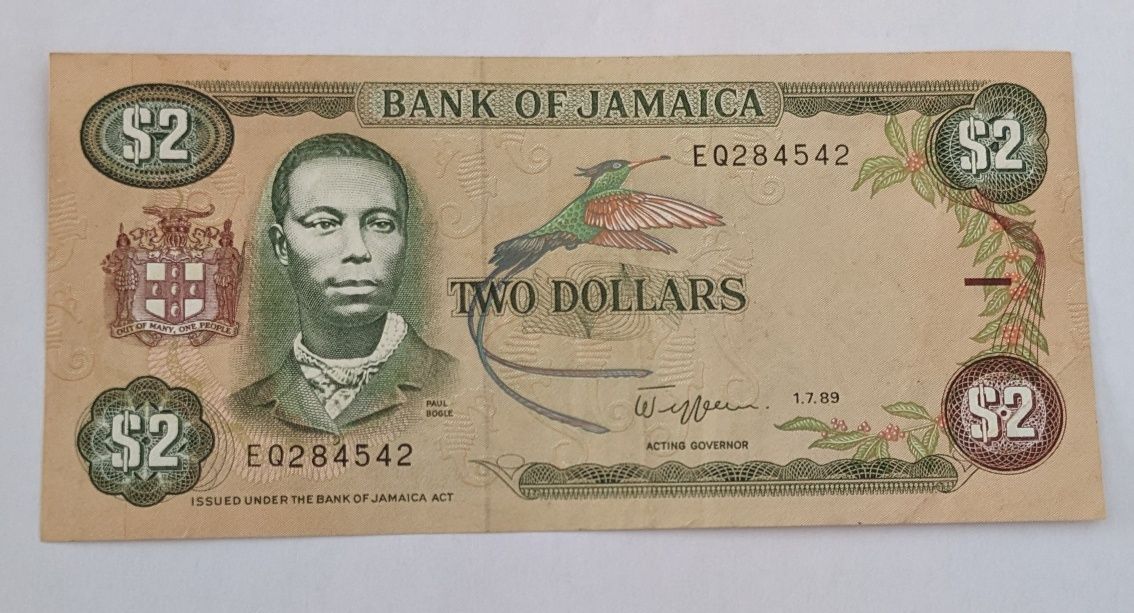 Nota 2 dólares Jamaica 89