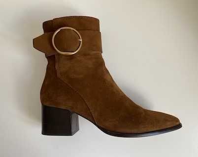 BOTAS Castanhas c/ Fivela de Croute Couro Massimo Dutti - Tamanho 38