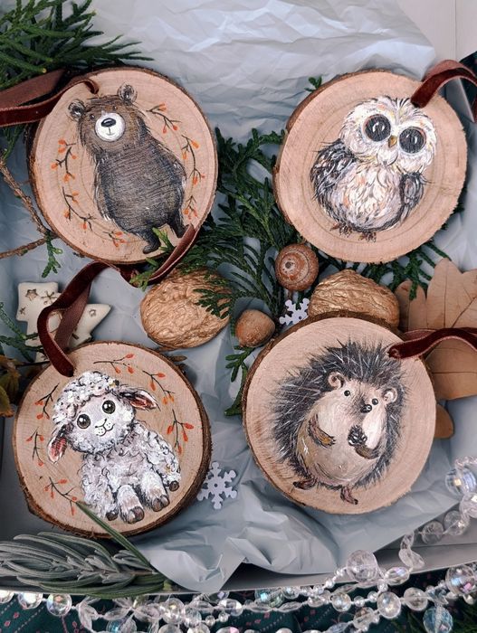 Іграшки- підвіски.Ручний розпис .Набір " Звірята"