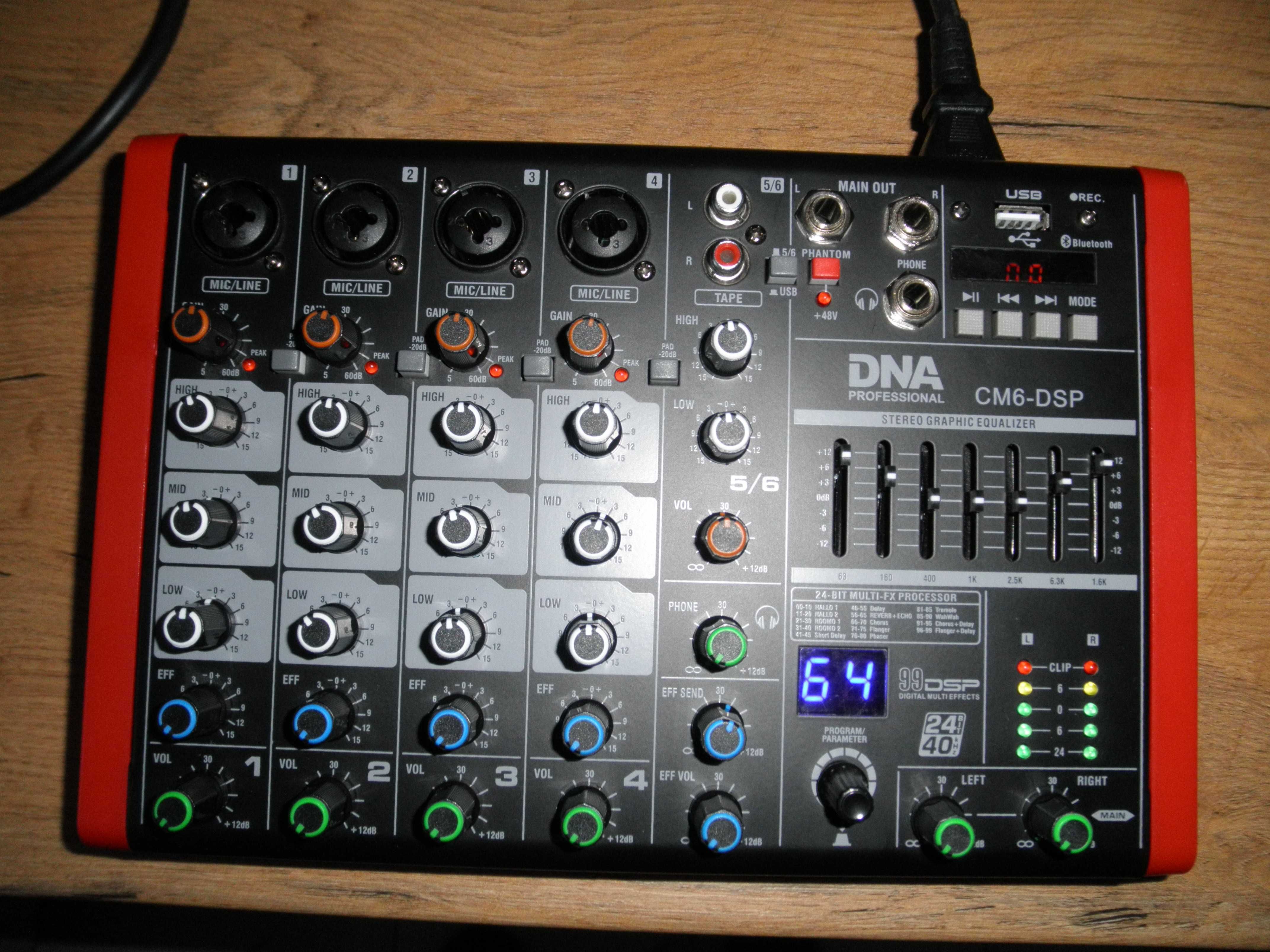 Mikser DNA CM-6 DSP na gwarancji . Mixer z pogłosem, equalizerem, USB.