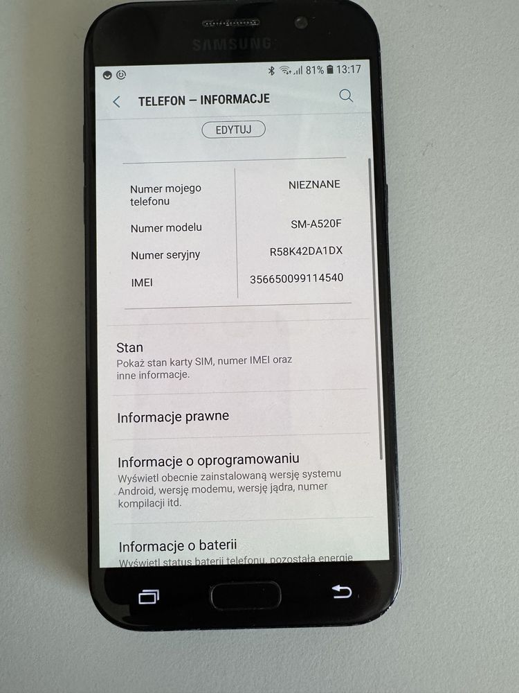 Sprawny telefon Samsung Galaxy A5 3/32 GB