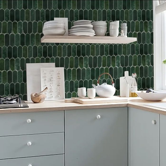 Płytki naklejane zielone Kafelki samoprzylepne na ścianę 20 sztuk