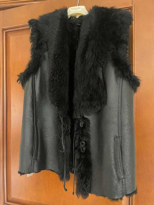 Жилєтка кожана із овчини