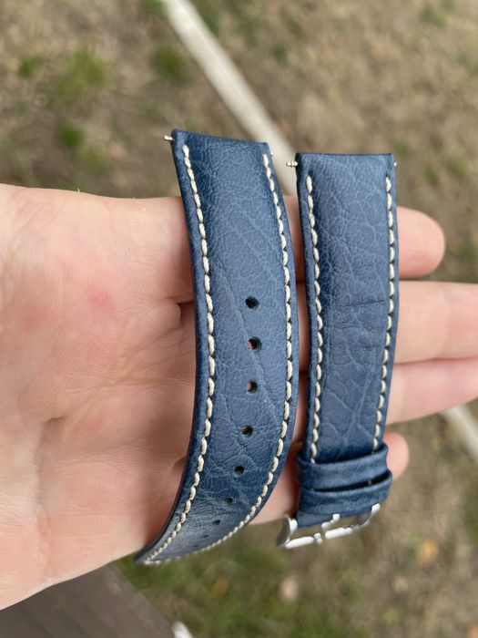Hirsch jumper 20 мм кожа синий ремінь на годинник ремешок на часы