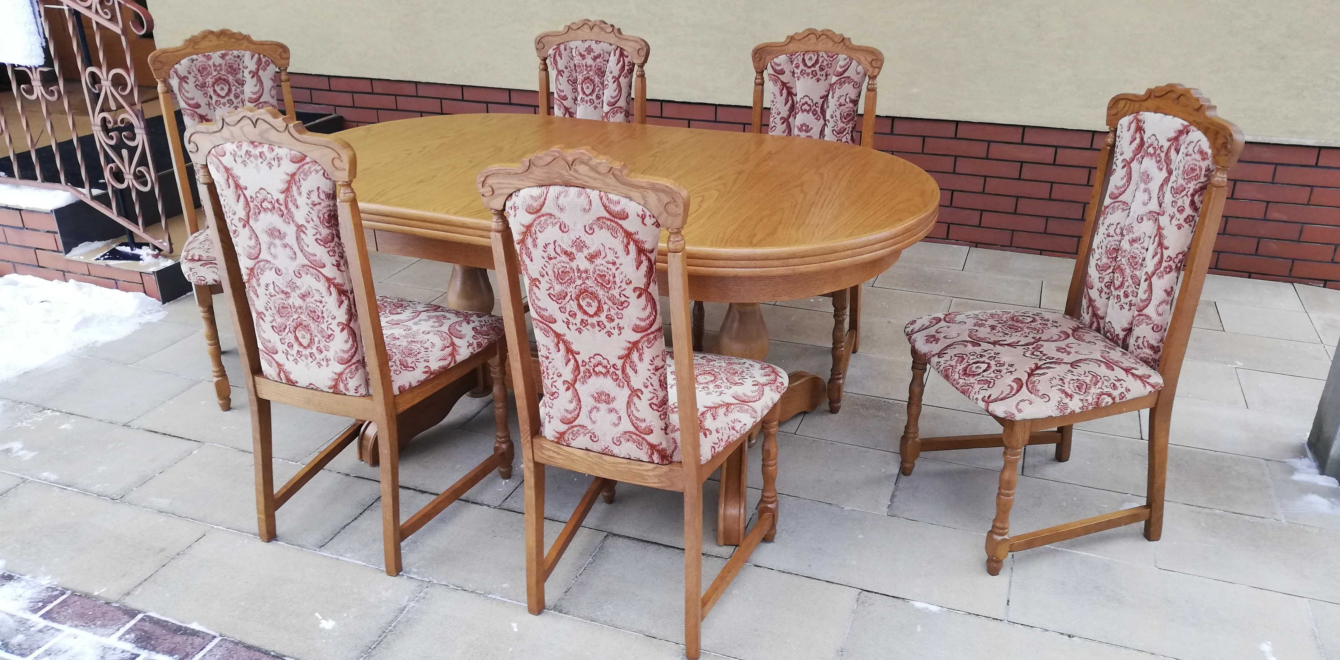 stół z krzesłami dębowy solidny krzesło stolik zestaw jadalnia