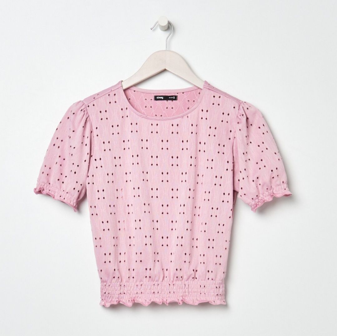 Różowa liliowa ażurowa bluzka Sinsay 36 S
