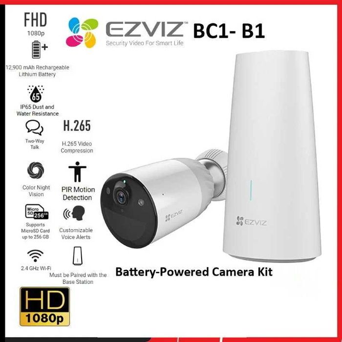 EZVIZ CS-BC1-B1 Wi-Fi відеокамера 2Mp з акумулятором 12,900mAh