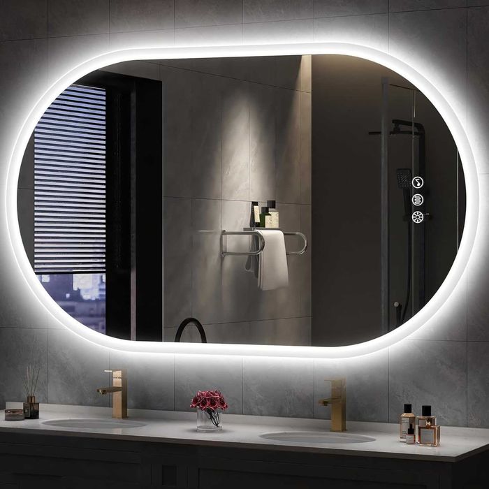 Lustro łazienkowe 600x1000mm, LED, Bluetooth, antypara.