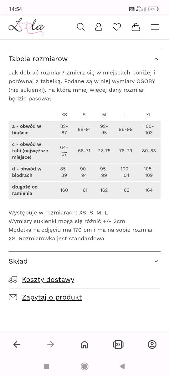 Sukienka Loola roz xs
