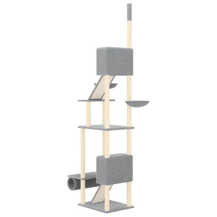 Vidaxl Drzewko Dla Kota, Od Podłogi Po Sufit, Jasnoszare, 277-303 Cm