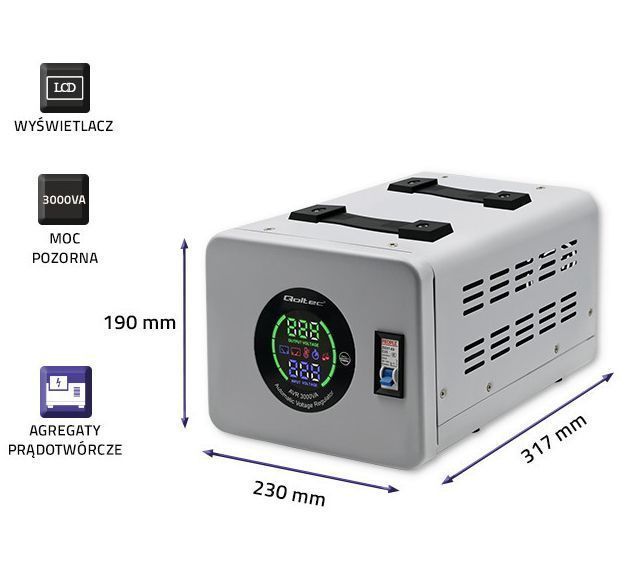 Automatyczny stabilizator napięcia AVR 3000VA 2400W Qoltec 50725