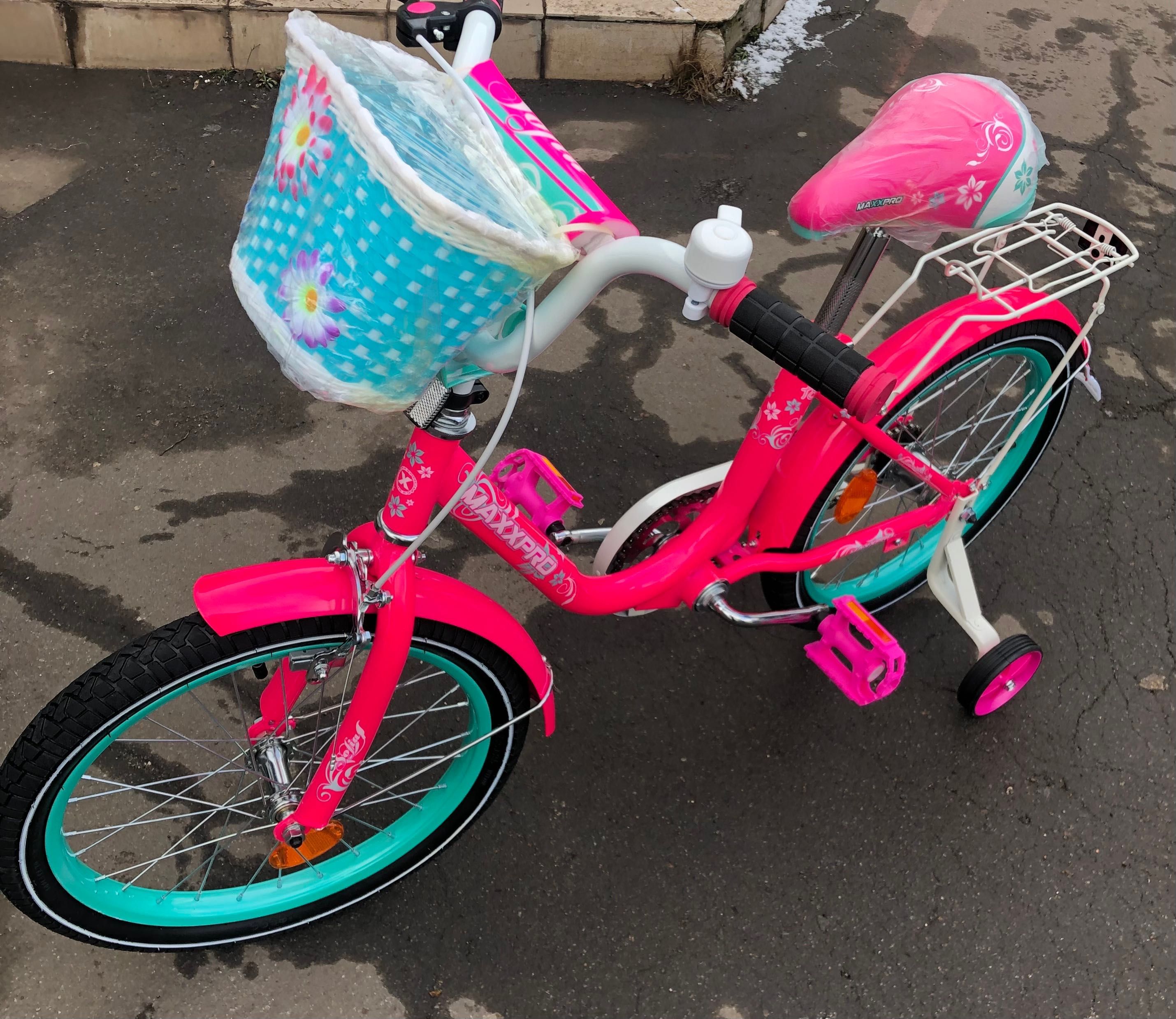 Велосипед MaxxPRO розовый с корзиной и безопасной рамой 18’
