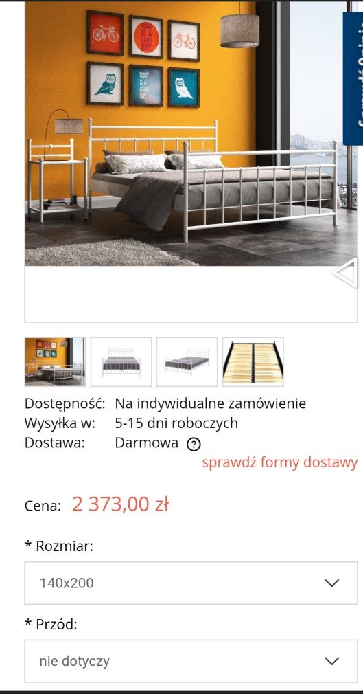 Łóżko metalowe retro nowe Lord materac 140x200