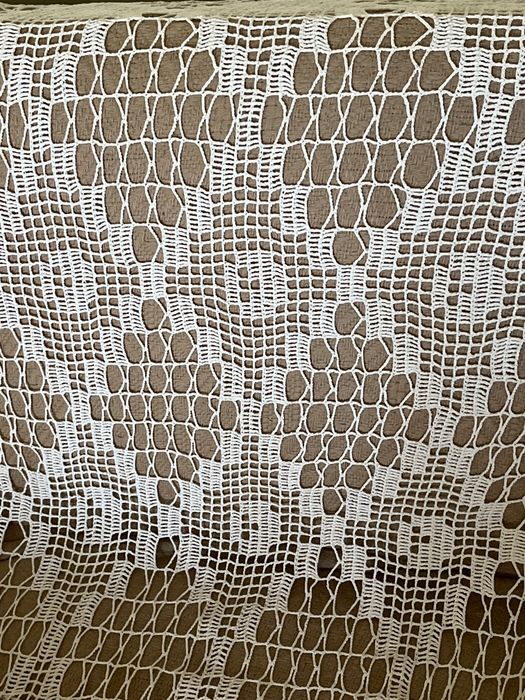 Firana duża dziergana na szydełku obrus narzuta koronkowa rękodzieło