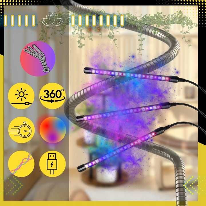 LAMPA DO ROŚLIN 3X Do Uprawy Wzrostu Oświetlenie Żarówka LED Grow TIME