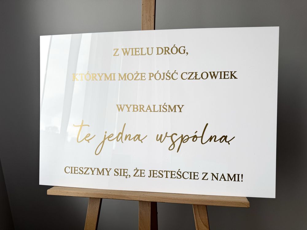 Tablica powitalna pleksi złoty napis z wielu dróg dekoracje sali moda