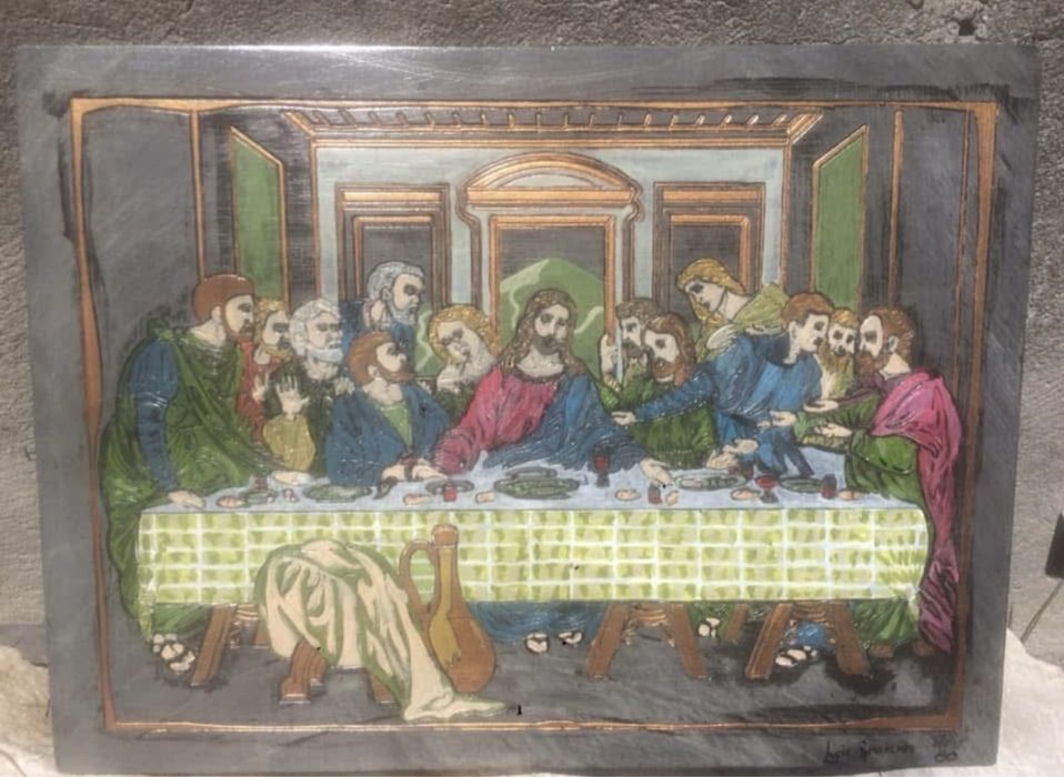 Quadro ultima ceia em xisto