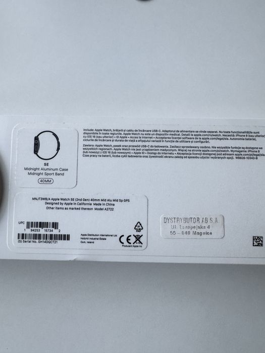 Apple watch SE 2 generacji 40 mm