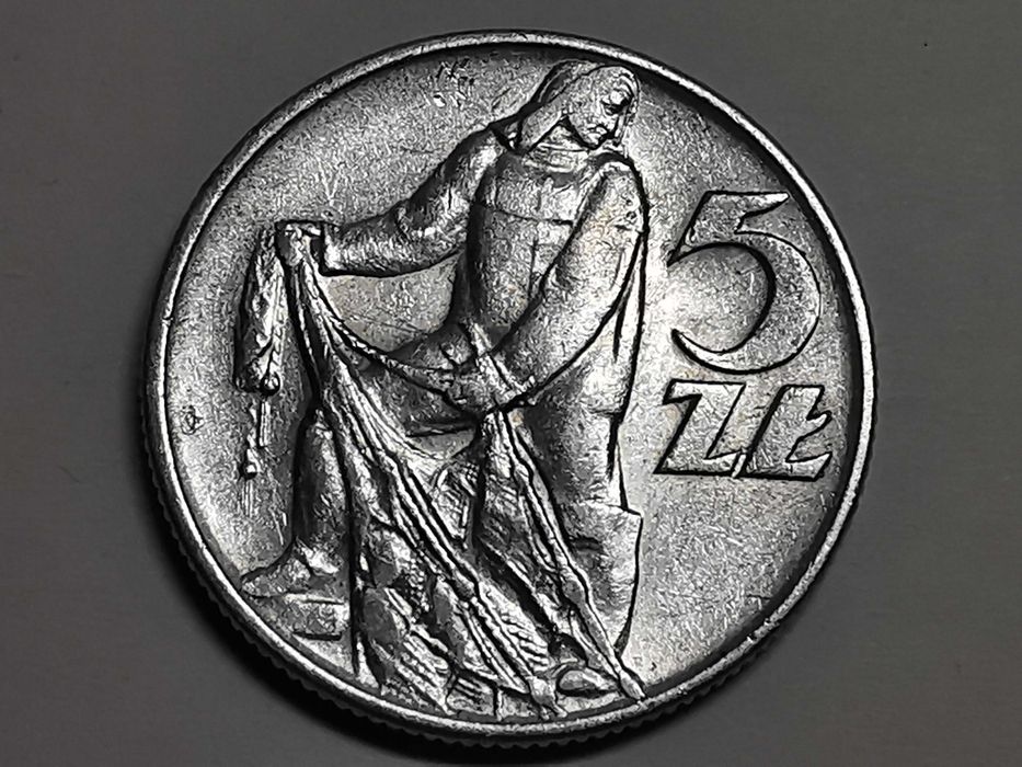 Moneta 5zł Rybak  1973 rok.