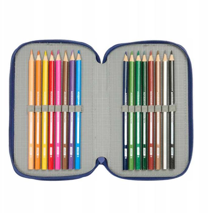 FC Barcelona Piórnik Szkolny 3-rzędowy Z Wyposażeniem 37 Elementów