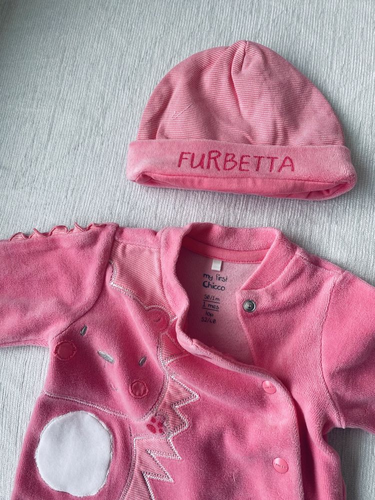 Conjunto babygrow + gorro Chicco menina 1 mês