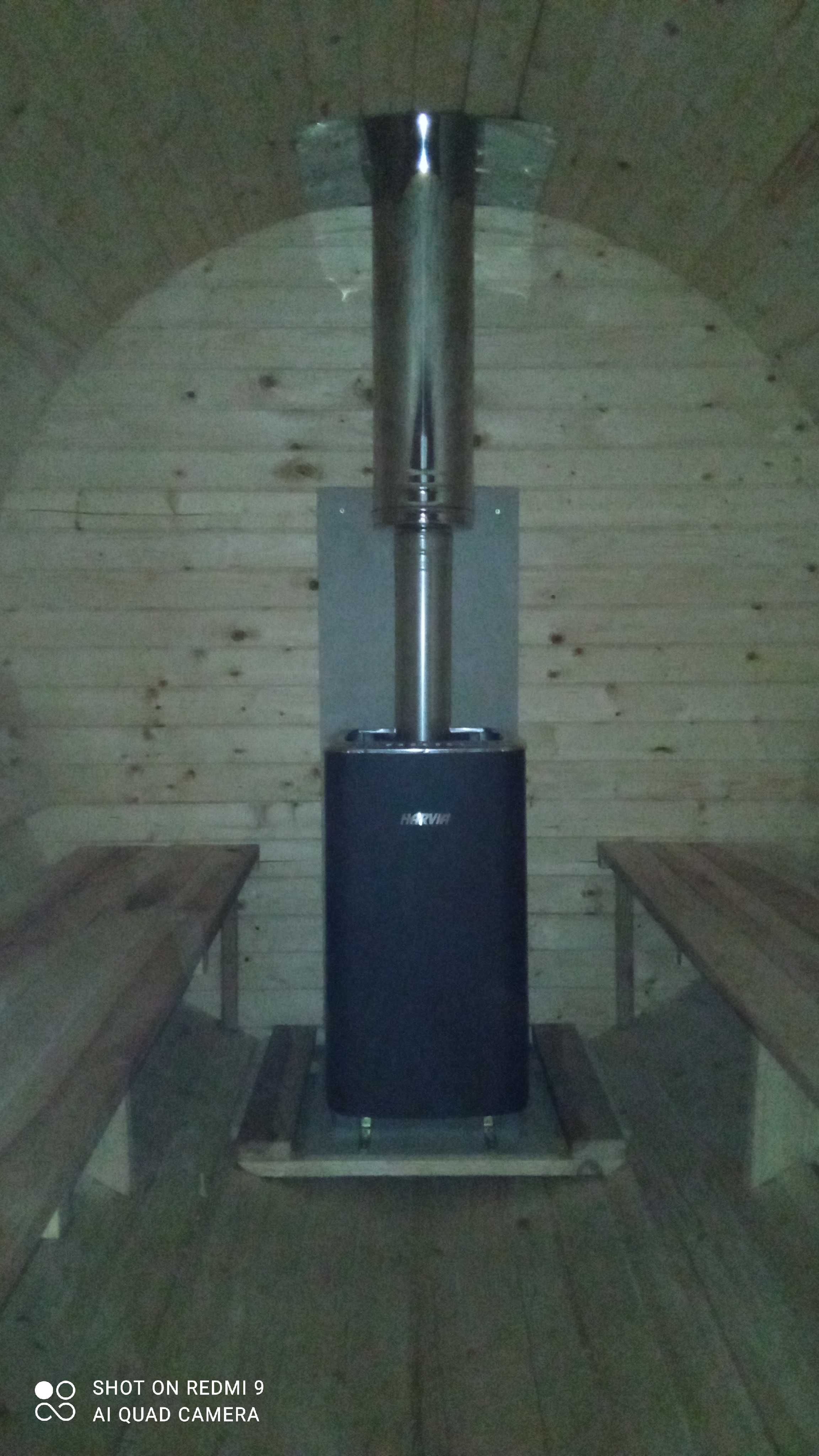 Sauna 2,5 metra ogrzewana piecem na drewno . Mobilna lub stacjonarna