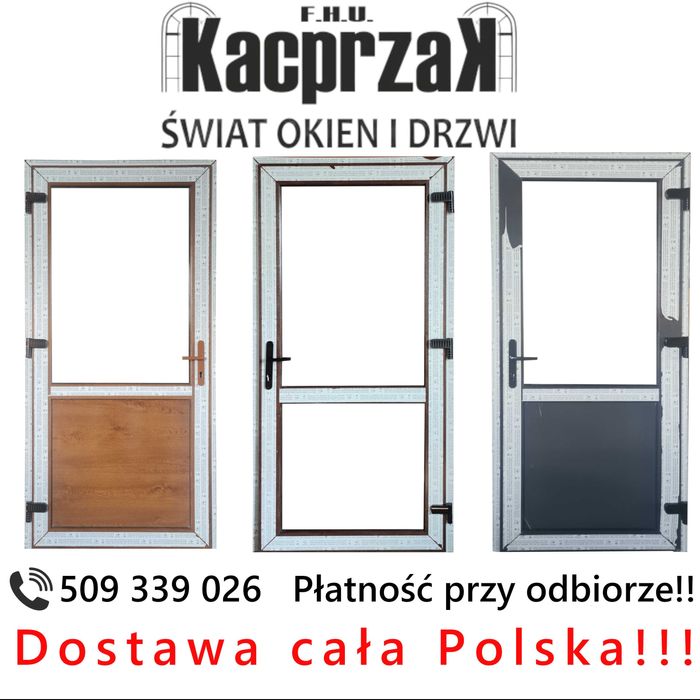 DRZWI Kacprzak 100x210 Drzwi ZEWNĘTRZNE PCV Sklepowe Orzech
