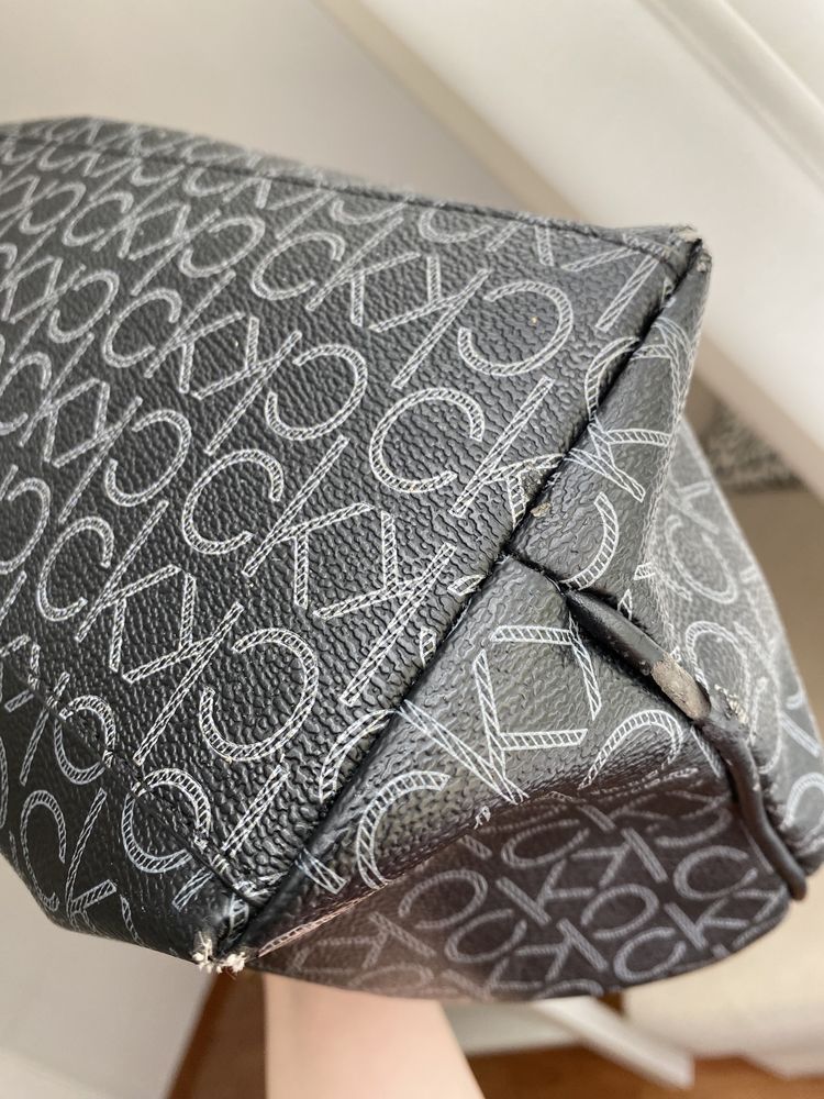 Torba shopper monogram - czarna - Calvin Klein