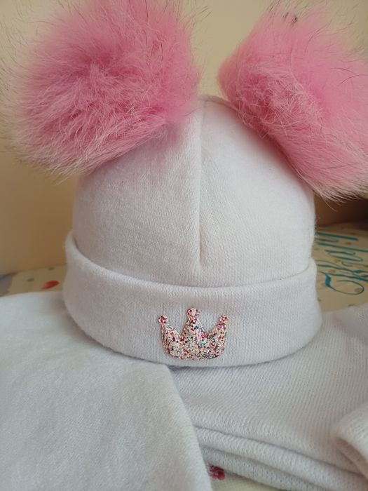 Набір ангора (шапка, шарф) для дівчинки 1-1.5 роки