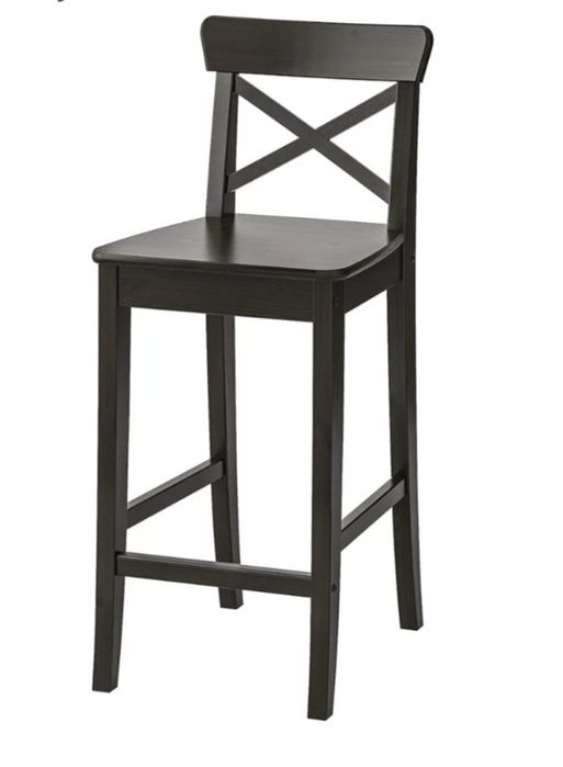 INGOLF Stołek barowy z oparciem, 63 cm, brązowoczarny