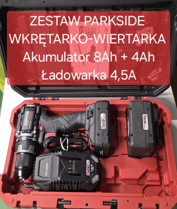 Parkside Wkrętarko-wiertarka PABSP 20-Li C4 + Aku8Ah i 4 Ah + Ład.