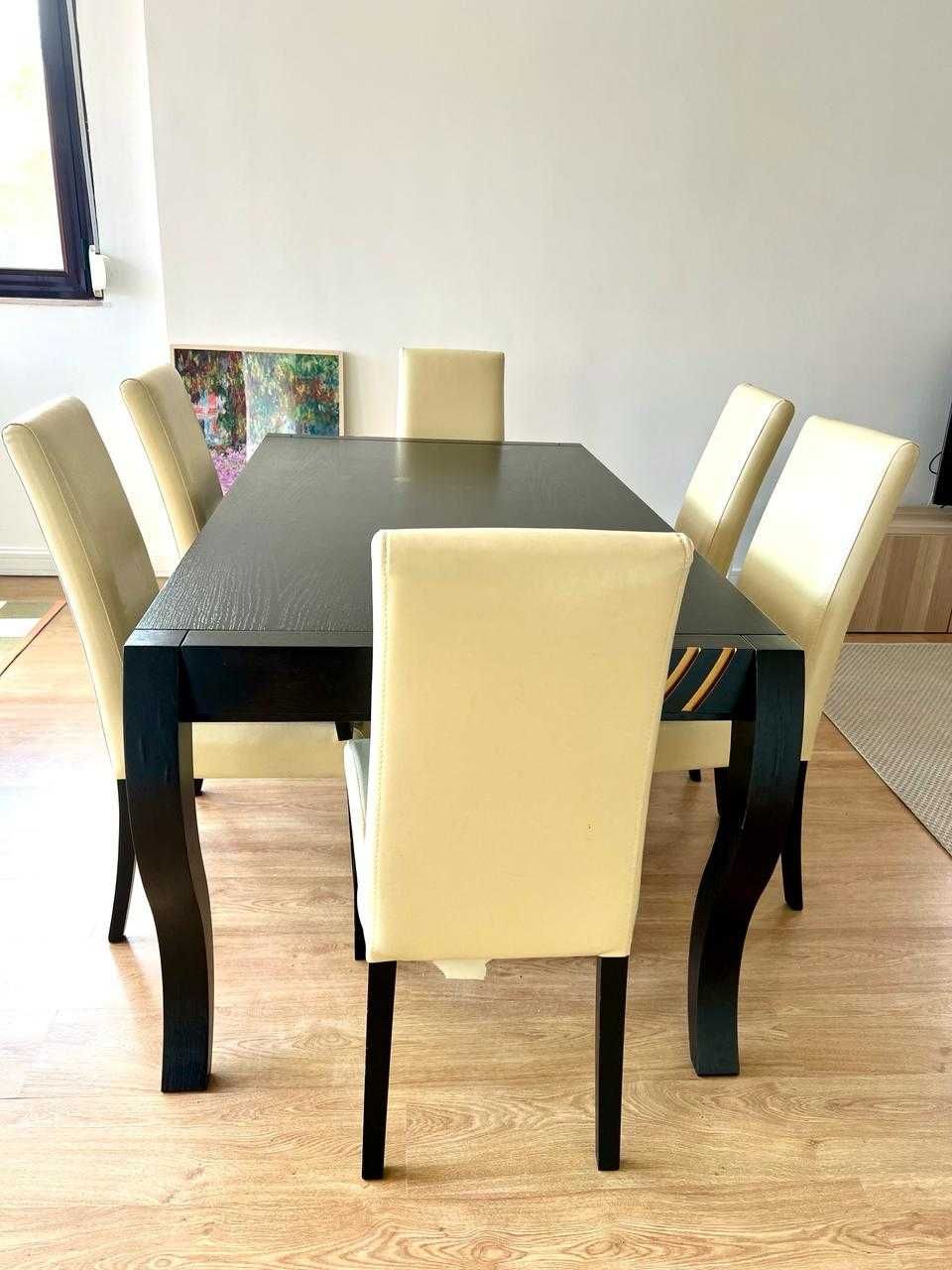 Mesa jantar extensível 8 pessoas  com 6 cadeiras