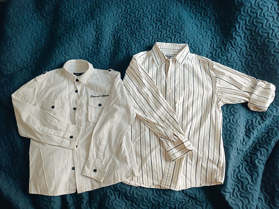 Zestaw 2 białych koszul w paseczki rozm.134