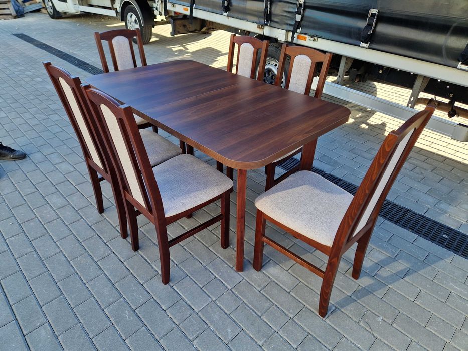od ręki: Stół rozkładany + 6 krzeseł, orzech + kawa z mlekiem ,dostawa