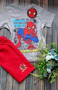 Komplet bawełniany letni Spiderman spodenki koszulka rozm. 122