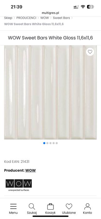 WOW Bars White Mat płytki 15m2