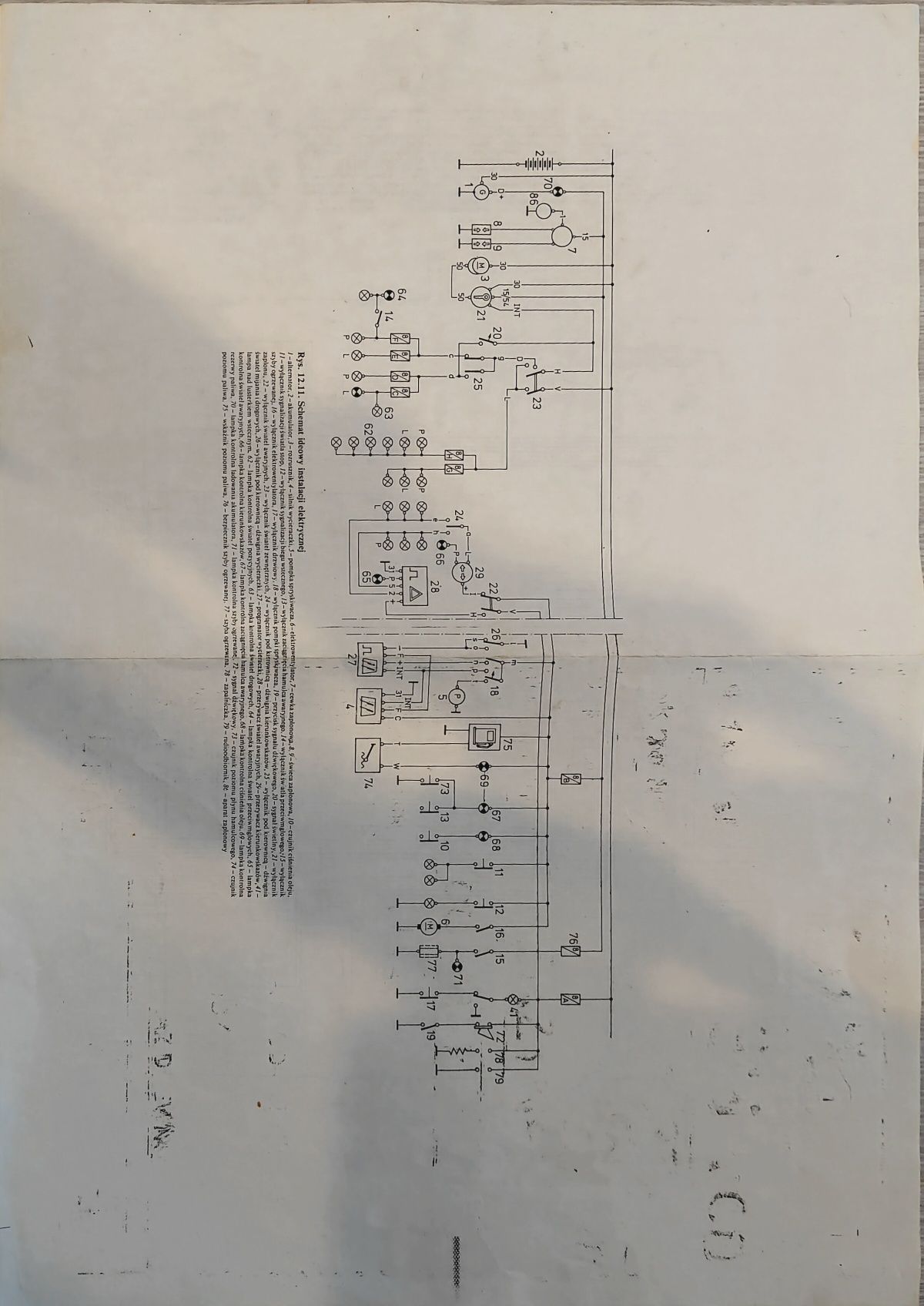 Schemat instalacji elektrycznej Polski Fiat 126p FL