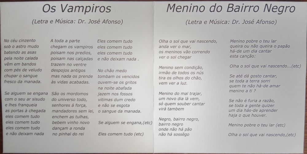 José Afonso	- - - - -		Os Vampiros	- - - - -	CD