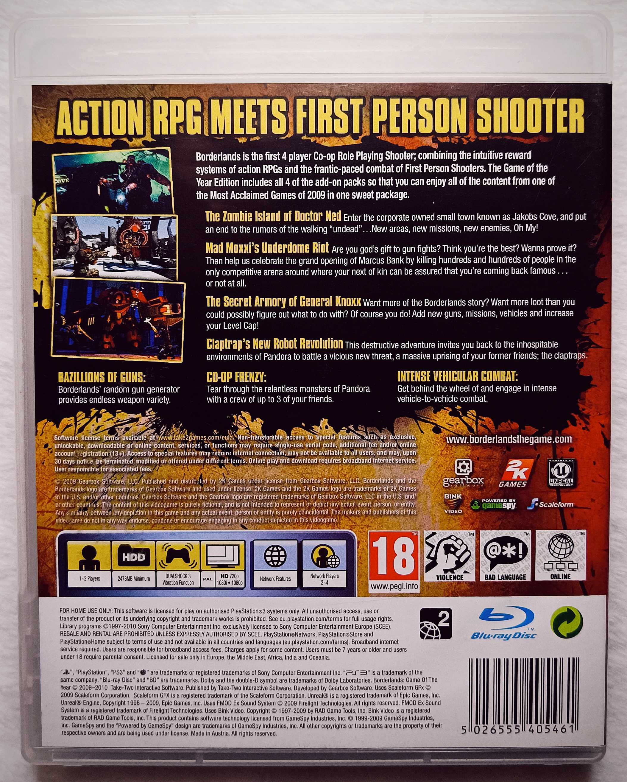 Borderlands Game of the Year Edition GotY PS3 Mapa/4 dodatki