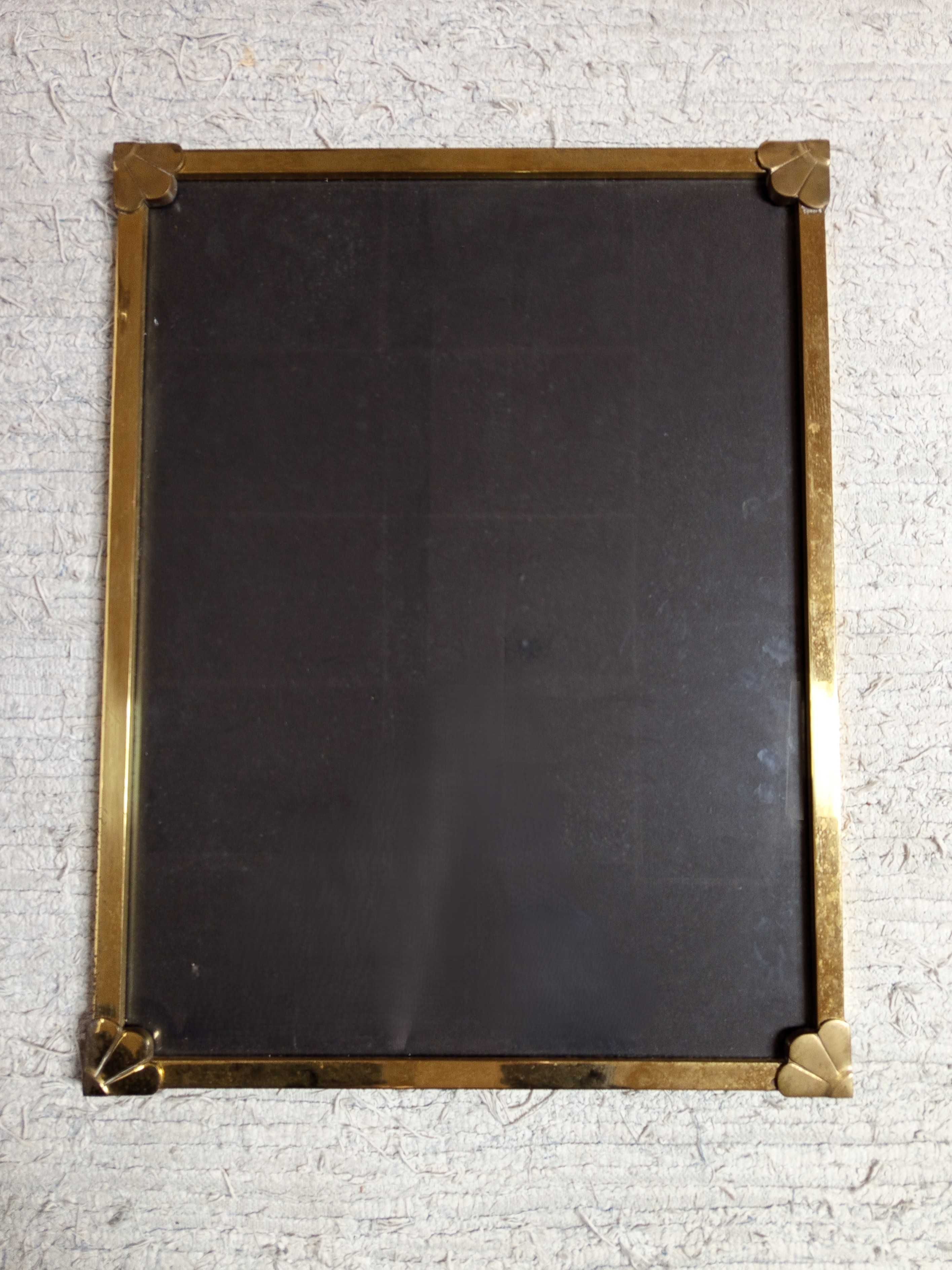 Moldura metálica dourada c/ vidro 67x44 cm p/ espelho ou quadros