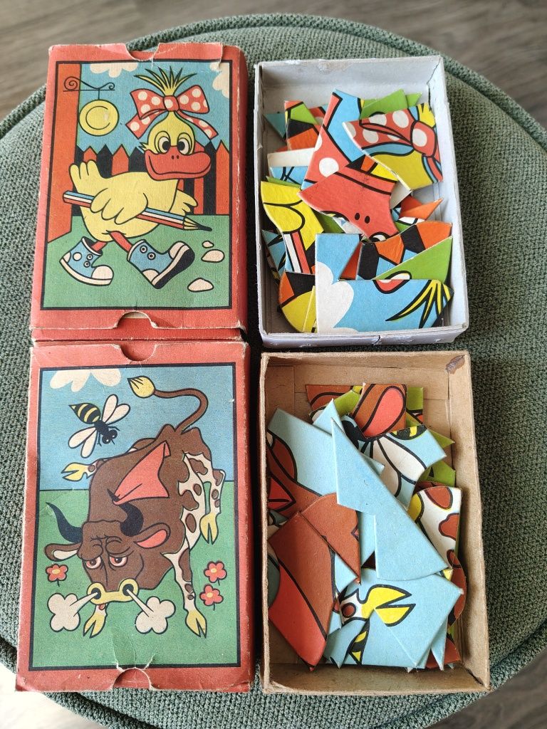 Składanka dla dzieci, puzzle, kaczka dziwaczka, byczek Fernando, PRL