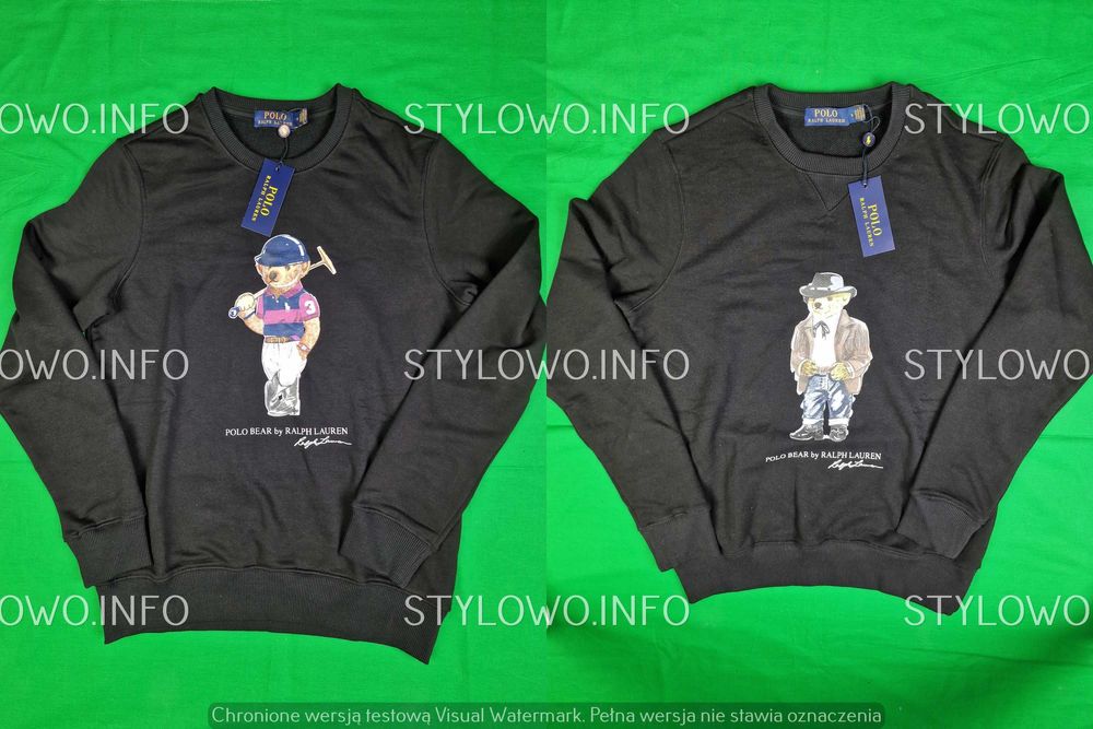 Bluza męska Polo Bear by RL Czarna z misiem Oryginalna Unisex