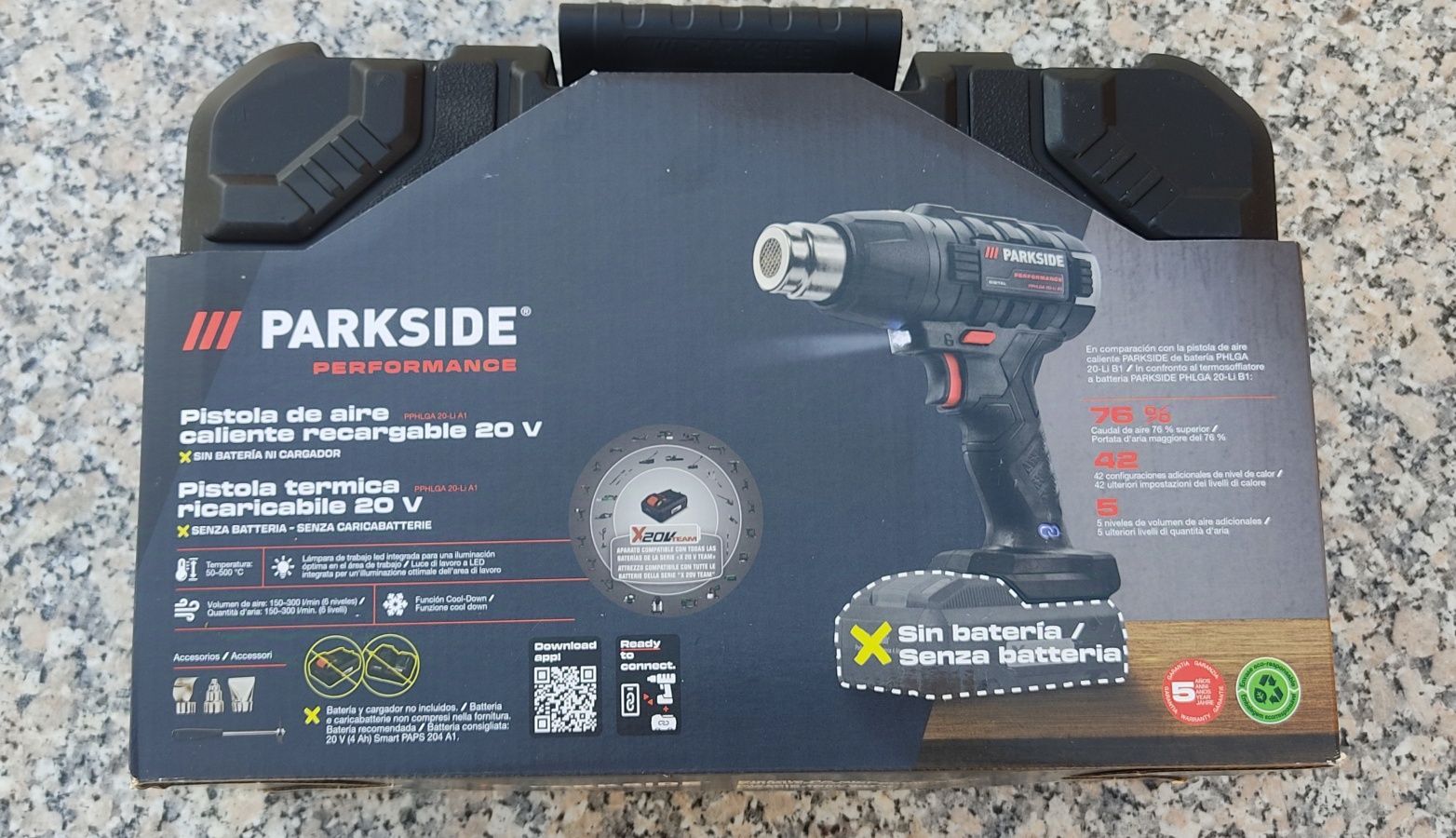 Pistola ar quente performance 20v Parkside (nova + garantia)
