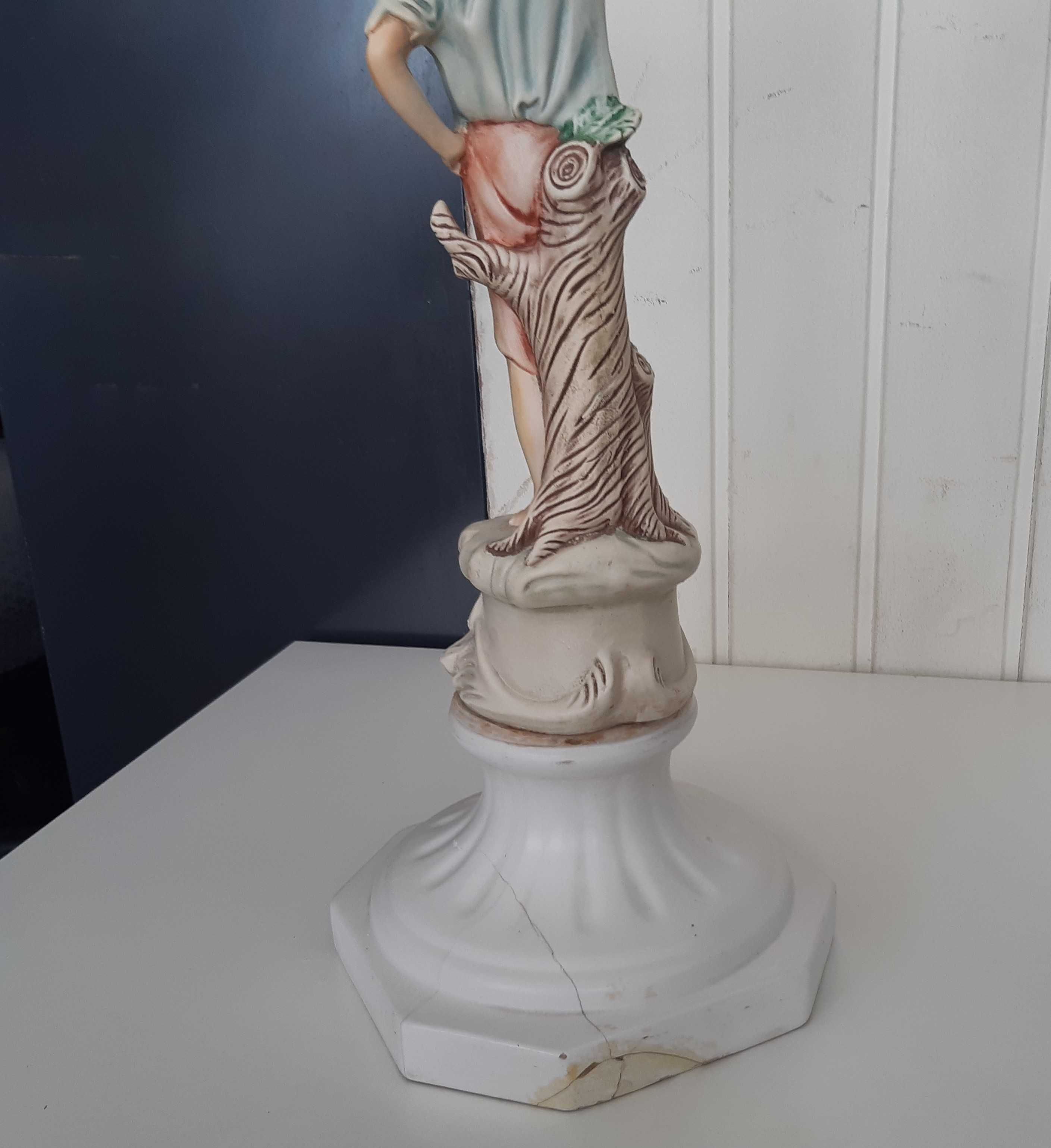 Retro Vintage Antiga Estatueta 46cm Porcelana Jovem Vindimas Peça Num.