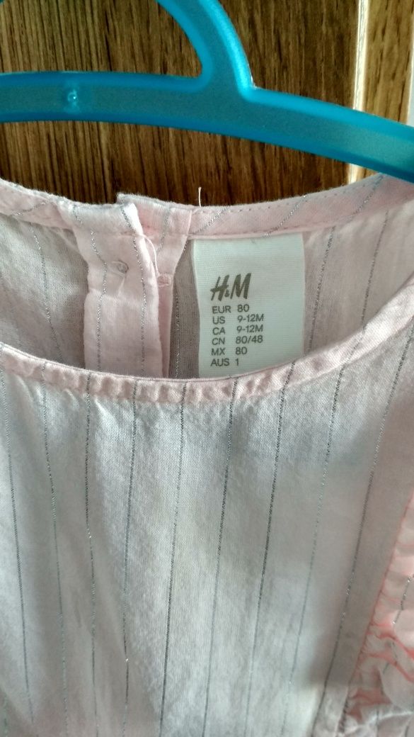 Sukienka dziewczęca h&m, różowa, rozmiar 80