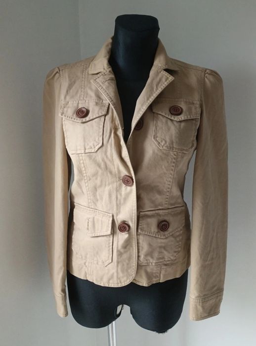 Żakiet Gap beżowy krótki jesień bawełniany vintage boho jesień