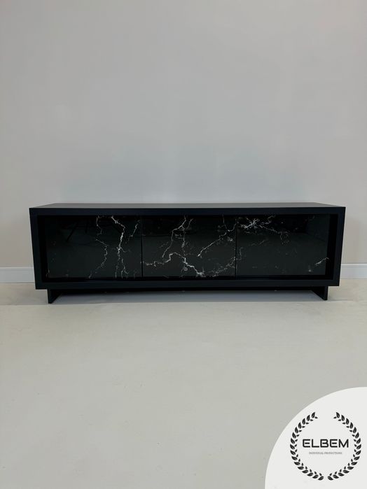 Szafka RTV czarna - marmurowe fronty
