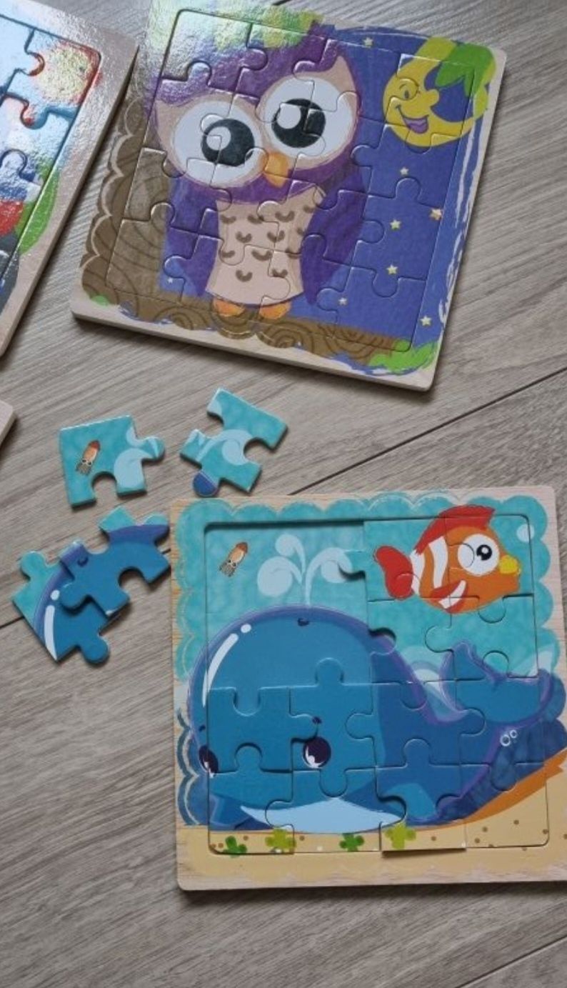 4× Puzzle drewniane 16 elementów