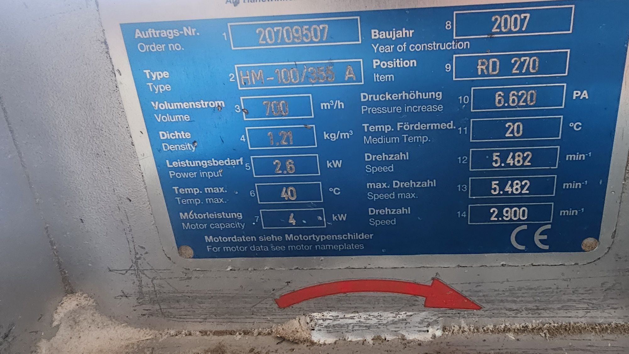 Odciąg dmuchawa trocin lub pyłu zboża